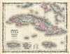 1861 Johnson Map of Cuba, Jamaica and Puerto Rico