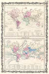 1862 Johnson Map of the World Currents and Co-Tidal Lines