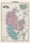 1878 Migeon Map of Denmark, Iceland and the Faroe Islands