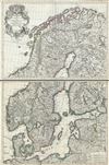 1706 Delisle Map of Scandinavia (Sweden, Norway, Denmark, Finland)