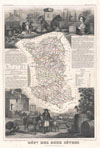 1852 Levasseur Map of Department Des Deux Sevres, France (Chabichou Cheese)