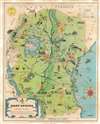 1954 Mathews Pictorial Map of East Africa (Kenya, Tanzania, Uganda, Zanzibar)