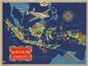 1935 Jan Wijga Pictorial Map of the East Indies KNILM Airlines Routes