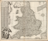 1700 / 1719 Renier and Josue Ottens Map of England