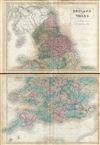 1851 Black Map of England and Wales (Set of 2 Maps)