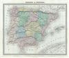 1874 Tardieu Map of Spain and Portugal