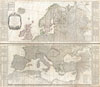 1794 D'Anville Two Panel Wall Map of Europe
