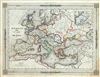 1852 Dufour Map of Europe at the end of the 5th Century