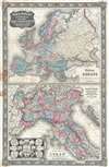 1859 Advertising Broadsheet Map of Eurpe and Italy