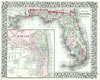 1874 Mitchell Map of Florida w- Mobile, Alabama inset