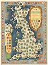 1953 National Savings Pictorial Map of the British Isles Festivals and Customs