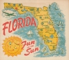 1954 Beach Products State 'Map-Nap' of Florida