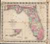 1869 Colton / Dewey Map of Florida