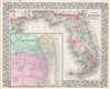 1867 Mitchell Map of Florida (w/ Mobile, Alabama inset)