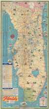 1950s Rand McNally Pictorial Road Map of Florida