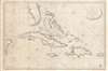 1801 Depot de la Marine Nautical Map of Florida, Cuba, Bahamas, Santo Domingo