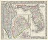 1866 Mitchell Map of North Carolina, South Carolina and Florida