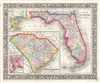 1861 Mitchell Map of Florida and South Carolina