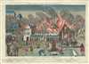 1762 Chereau View of the Fire at the Saint Germain Fair in Paris, France
