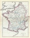 1867 Hughes Map of Gaul or France in Antiquity
