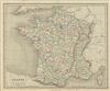 1845 Chambers Map of France in Departments