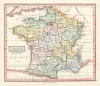 1845 Ewing Map of France in Departments