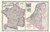 1861 Johnson Map of France, Holland and Bellgium