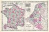 1864 Johnson Map of France, Holland and Belgium