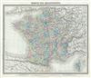 1874 Tardieu Map of France in Departments