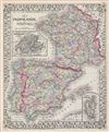 1872 Mitchell Map of France, Spain and Portugal