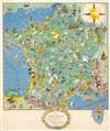 1948 Landelle Pictorial Gastronomic Map of France