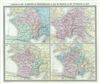 1874 Tardieu Map of Gaul or France in 507, 816, 987 and 1677