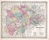 1855 Colton Map of Western  Germany: Westphalia, Rheinland