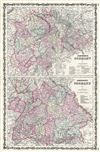 1861 Johnson Map of Western Germany (Bohemia, Westphalia, Luxemburg)