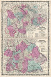 1862 Johnson Map of Western Germany (Bohemia, Westphalia, Luxemburg)