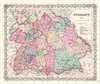 1855 Colton Map of Bavaria, Wurtemberg and Baden, Germany