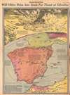 1943 Owens Pictorial Map of Possible Nazi German Attack on Gibraltar