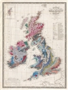 1849 Wyld Geological Map of Great Britian (England, Ireland, Scotland)