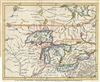 1755 London Magazine Map of the Great Lakes (Michigan, Wisconsin, Illinois, Pennsylvania, Canada)