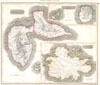 1815 Thomson Map of Guadaloupe, Antigua, Marie Galante ( West Indies )