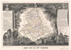 1852 Levasseur Map of Department De La Haute Vienne, France (Limoge Porcelain)