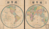 1876 Hayami Wall Map of the World in Hemispheres