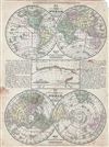 1852 Mitchell Map of the World in Hemispheres (Northern, Southern, Eastern and Western)