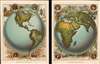 1885 Monteith Chromolithograph Map of the World in Hemispheres