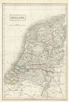 1844 Black Map of Holland or The Netherlands