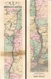 1865 Miller Ribbon Map of the Hudson River, New York