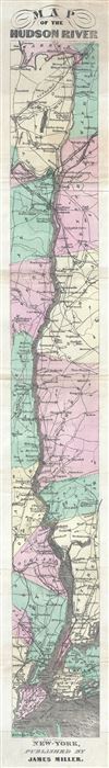 1866 Miller Map of the Hudson River, New York