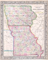 1864 Mitchell Map of Iowa and Missouri