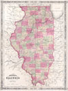 1864 Johnson Map of Illinois