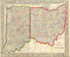 1860 Mitchell's Map of Ohio and Indiana